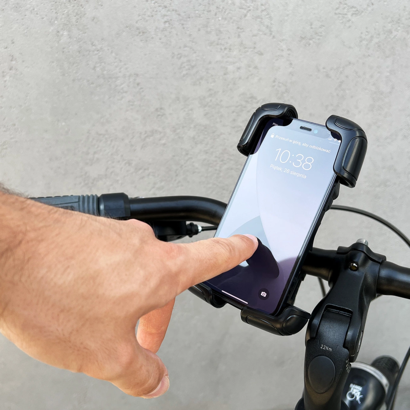 Wozinsky strong phone holder for the handlebar of a bicycle, motorcycle, scooters black (WBHBK6)