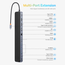 Baseus EliteJoy Gen2 universal USB HUB 12in1 with USB-C cable 25cm notebook stand USB-A / USB-C / DP / HDMI / SD / TF / 