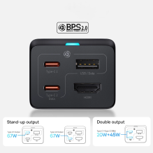 Baseus fast charger GaN5 Pro HUB HDMI 2 x USB-C / USB-A / HDMI 4K 30Hz 1.5m black + USB-C cable - USB-C 100W 40Gb / s (U