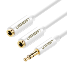 Ugreen cable cable headphone splitter mini jack 3.5 mm - 2 x mini jack 3.5 mm (2 x stereo output) 20cm white (AV134)