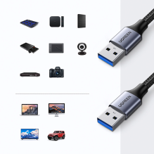 Ugreen cable USB cable - USB 3.0 5Gb / s 1m gray (US373)