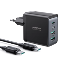 Joyroom GaN charger 67W 4 ports (2x USB, 2x USB C) black (TCG02) + USB C - USB C cable 100W 1.2m