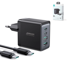 Joyroom GaN charger 67W 4 ports (2x USB, 2x USB C) black (TCG02) + USB C - USB C cable 100W 1.2m