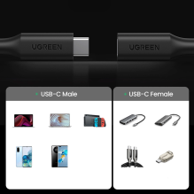 Ugreen 10387 USB-C - USB-C PD QC cable 4K 60Hz 100W 5A 10Gb / s 1m - black