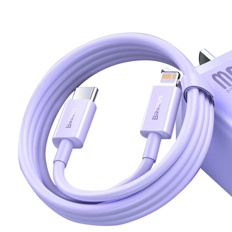 USB-C fast charging / data transfer cable - Lightning PD 20W 1m Baseus Superior Series - purple