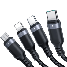 Joyroom Multi-Use Series S-A18 4in1 USB-A - USB-C / USB-C / Lightning / micro USB cable 1.2m - black