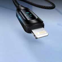 USB-A Cable - Lightning Wozinsky WUALC2 with LED Display 2.4A 2m - Black