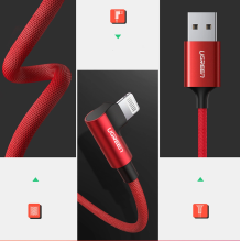 Ugreen US299 60555 angled Lightning / USB-A MFi cable 2.4A 1m - red