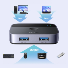 Ugreen CM757 2in1 adapter 2x USB-A 3.0 (input) / 2x USB-A (output) - gray