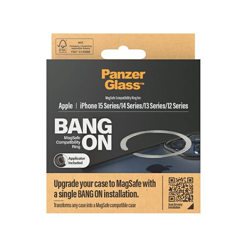 MagSafe PanzerGlass Bang ON ring for iPhone 12 / 13 / 14 / 15 - silver