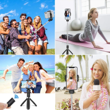 Tech-Protect L01S Bluetooth selfie stick with tripod up to 70cm - black