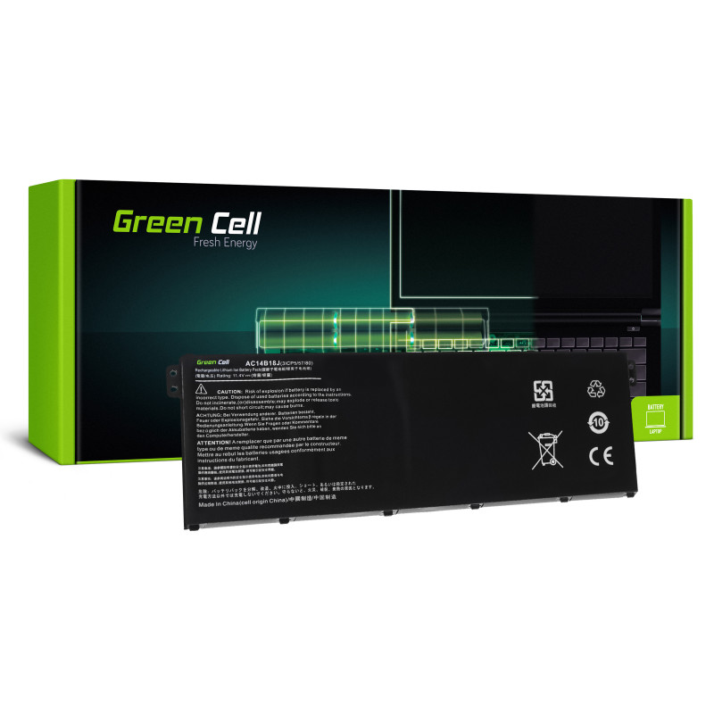 Žalia elemento baterija AC14B13J AC14B18J, skirta Acer Aspire ES1-111M ES1-331 ES1-531 ES1-533 ES1-571