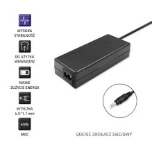 Qoltec 51509.45W Maitinimo adapteris skirtas Lenovo , 45W , 20V , 2.25A , 4.0*1.7 , + maitinimo laidas