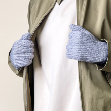 Braided telephone gloves with cut-outs for fingers - gray