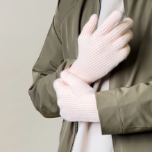 Braided phone gloves with cutouts for fingers - pink