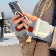 Moteriškos/vaikiškos žieminės telefono pirštinės - pilkos spalvos