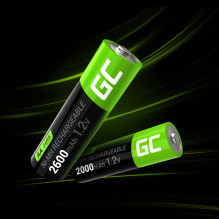 Green Cell Rechargeable Batteries 2x AA HR6 2600mAh