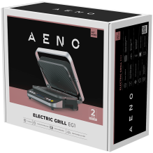 AENO 'Electric Grill EG1: 2000W, 3 heating modes - Upper Grill, Lower Grill, Both Grills Defrost, Max opening angle -18