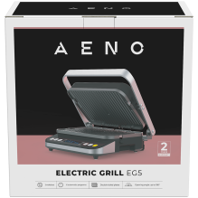 AENO 'Electric Grill EG5: 2000W, 2 heating modes - Lower Grill, Both Grills, 6 preset programs, Defrost, Max opening an