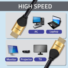 Qoltec 50356 HDMI v2.1 kabelis Itin didelės spartos 8K, 60Hz, 28AWG, GOLD, 3m