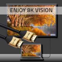 Qoltec 50356 HDMI v2.1 kabelis Itin didelės spartos 8K, 60Hz, 28AWG, GOLD, 3m