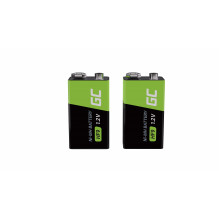 Green Cell Rechargeable Batteries 2x 9V HF9 Ni-MH 250mAh