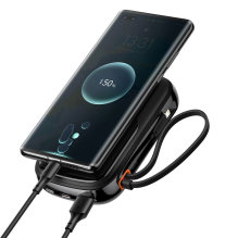 Baseus Qpow Digital Display powerbank with fast charging 10000mAh 22.5W QC / PD / SCP / FCP with built-in USB-C cable bl