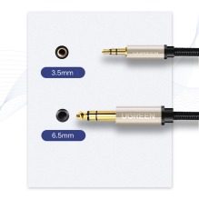 Ugreen AV127 10628 garso TRS kabelio mini lizdas 3,5 mm / lizdas 6,35 mm 2 m - pilkas