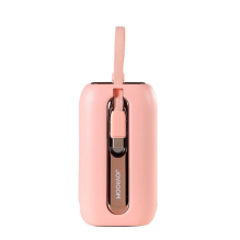 Joyroom mini powerbank 10000mAh Colorful Series 22.5W with 2 built-in USB C and Lightning cables pink (JR-L012)