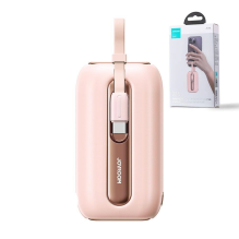 Joyroom mini powerbank 10000mAh Colorful Series 22.5W with 2 built-in USB C and Lightning cables pink (JR-L012)