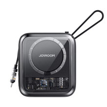 Joyroom Icy Series JR-L007 10000mAh indukcinis maitinimo blokas su MagSafe 22,5W su žaibo kabeliu – juodas