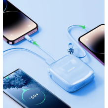 Joyroom Powerbank 10000mAh Jelly Series 22,5W su įmontuotu Lightning kabeliu mėlynas (JR-L003)