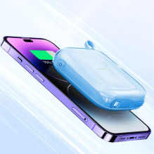 Joyroom Powerbank 10000mAh Jelly Series 22,5W su įmontuotu Lightning kabeliu mėlynas (JR-L003)