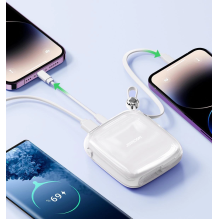 Joyroom Powerbank 10000mAh Jelly Series 22,5W su įmontuotu Lightning kabeliu baltas (JR-L003)