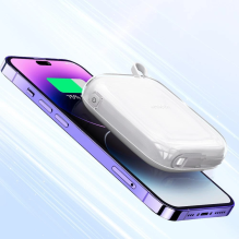 Joyroom Powerbank 10000mAh Jelly Series 22,5W su įmontuotu Lightning kabeliu baltas (JR-L003)