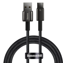 Baseus Tungsten Gold kabelis USB-A - USB-C 480Mb / s 100W 1m juodas (CAWJ000001)