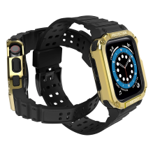 Protect Strap Band Band with Case for Apple Watch 7 / SE (41 / 40 / 38mm) Case Armored Watch Cover Black