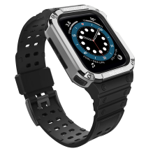 Protect Strap Band Band with Case for Apple Watch 7 / SE (41 / 40 / 38mm) Case Armored Watch Cover Black