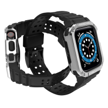 Protect Strap Band Band with Case for Apple Watch 7 / SE (41 / 40 / 38mm) Case Armored Watch Cover Black