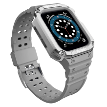 Protect Strap Band Band with Case for Apple Watch 7 / SE (41 / 40 / 38mm) Case Armored Watch Cover Gray