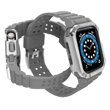 Protect Strap Band Band with Case for Apple Watch 7 / SE (41 / 40 / 38mm) Case Armored Watch Cover Gray