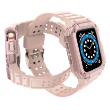 Protect Strap Band Band with Case for Apple Watch 7 / SE (41 / 40 / 38mm) Case Armored Watch Cover Pink