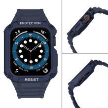 Protect Strap Band Band with Case for Apple Watch 7 / SE (41 / 40 / 38mm) Case Armored Watch Cover Blue