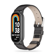 Tech-Protect Leatherfit dirželis, skirtas Xiaomi Smart Band 8/8 NFC - juodas