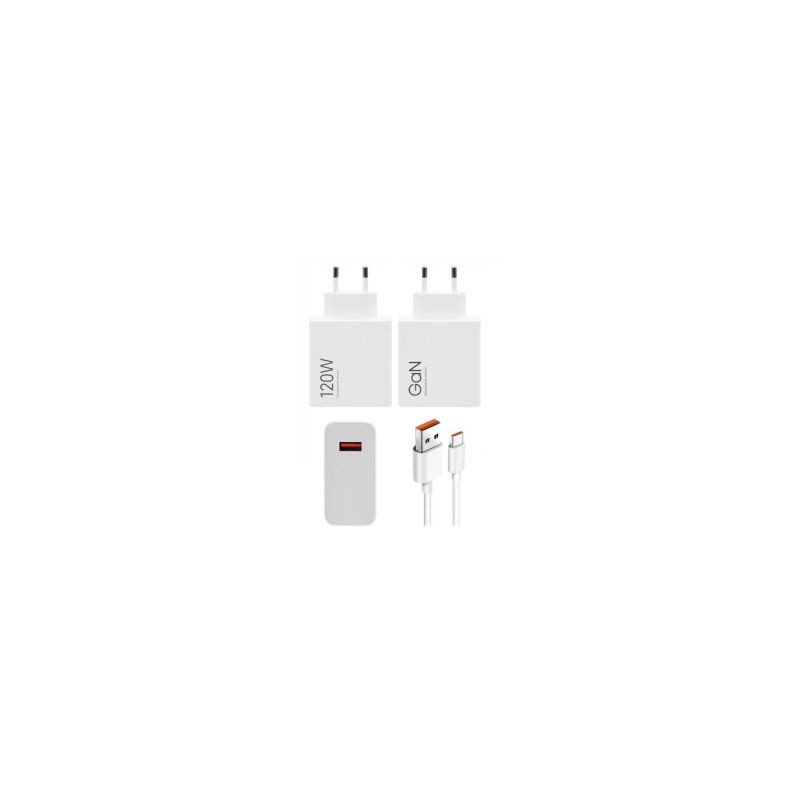 Xiaomi – Xiaomi MDY-14-EE USB-A 120W GaN įkroviklis + duomenų kabelis USB-C 6A baltas (masinis)