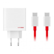 - OnePlus SUPERVOOC 80W GaN Dual USB-A + USB-C kelioninis įkroviklis + USB-C / USB-C kabelis baltas