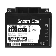 Green Cell CUBE AGM IP54 12V 40Ah VRLA Battery Gel deep cycle scooter mower boat barge mower tractor fishing boat