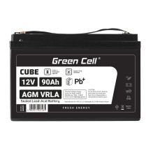 Green Cell CUBE AGM IP54 12V 90Ah VRLA Battery Gel deep cycle scooter mower boat barge mower tractor fishing boat