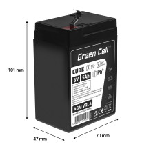 Green Cell CUBE AGM IP54 6V 5Ah VRLA Battery Gel deep cycle toys for kids alarm systems