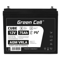 Green Cell CUBE AGM IP54 12V 75Ah VRLA Battery Gel deep cycle powerchair photovoltaic leisure battery campervan